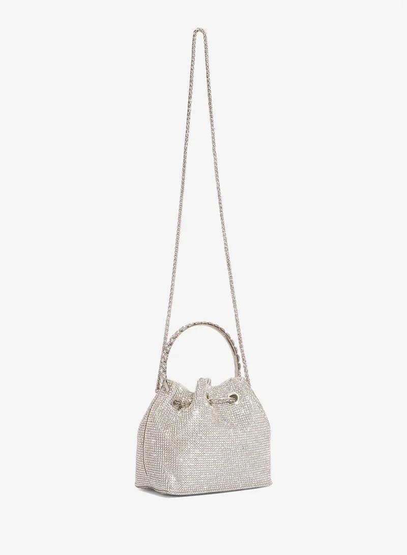 Khizana Silver Ring Handle Statement Bag Metallic With Silver Accent